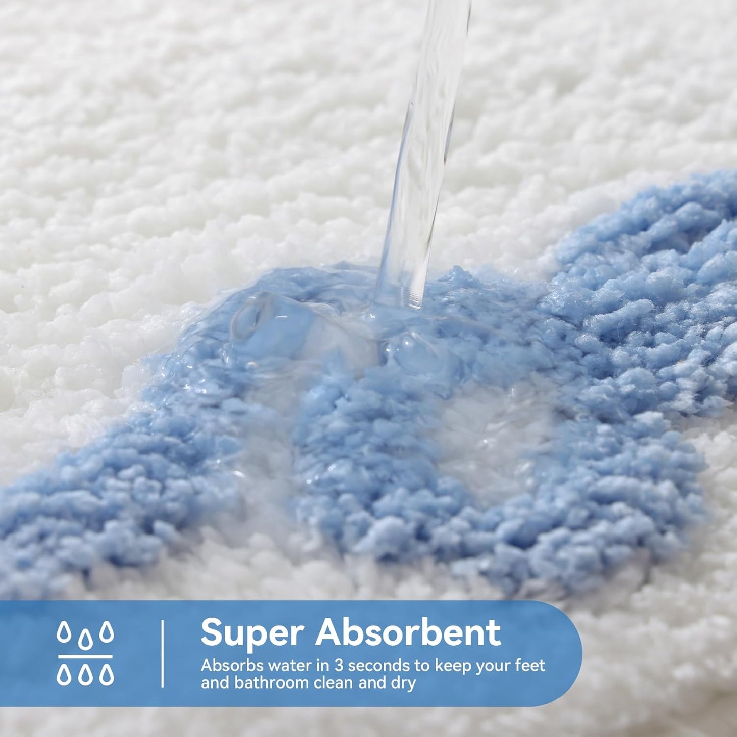 Blue Scalloped Bath Mat - Cute Bow Bathroom Rugs Small Non Slip Bath Mat, Soft & Absorbent Bath Rugs for Bathroom Decor, Tub, Vanity Floor