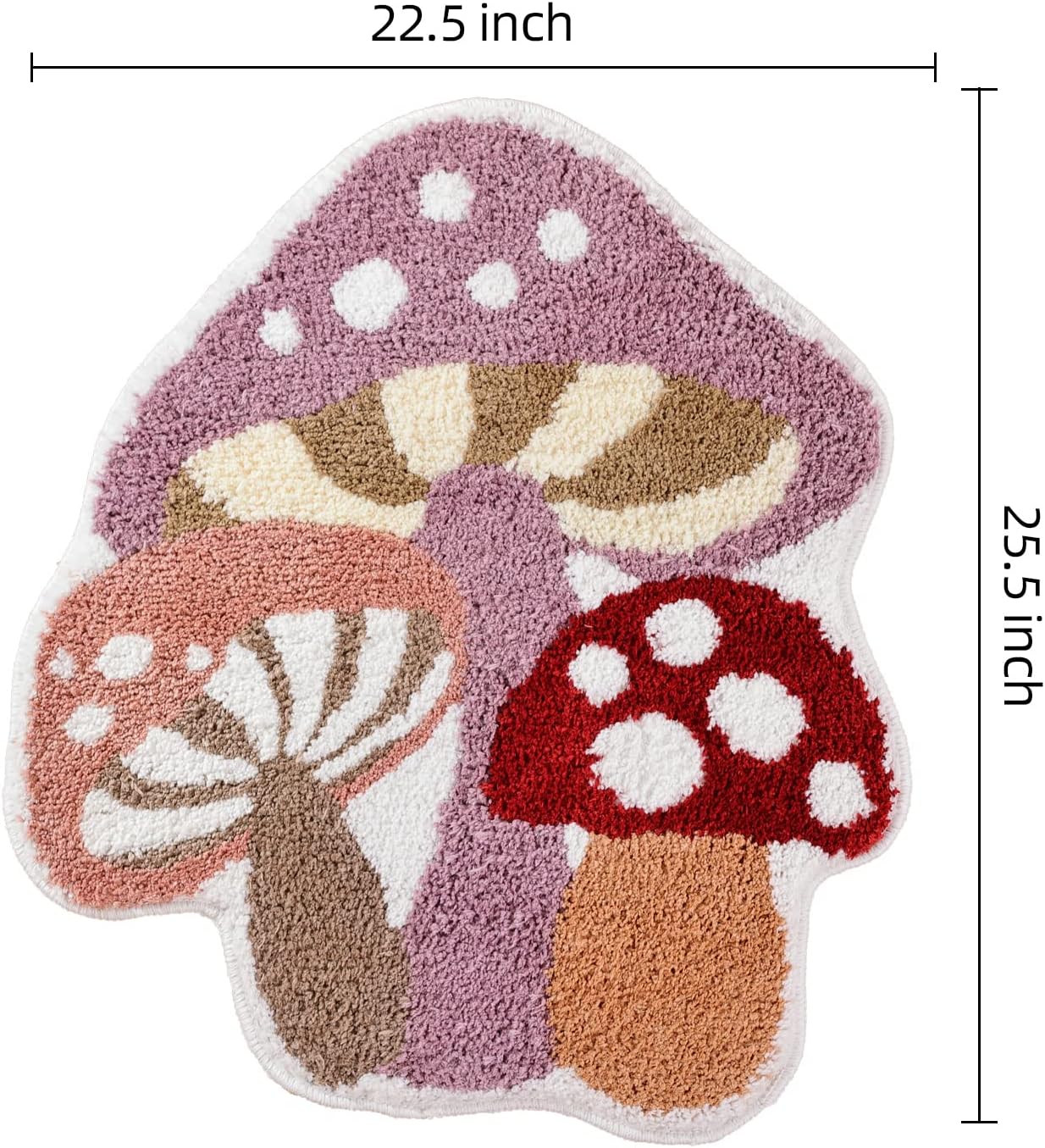 Cute Non Slip Kids Bath Mat - Strong Absorbent Soft Washable Purple Mushroom Boho Bath Rug for Tub, Shower & Bathroom