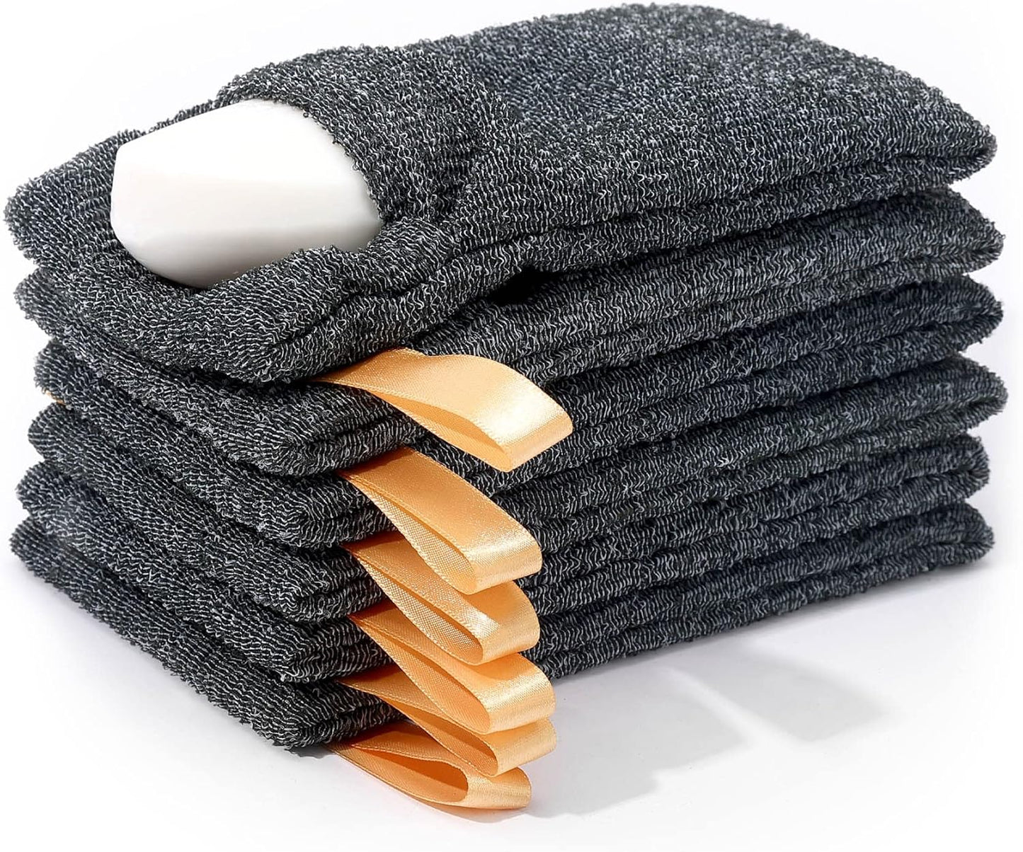 6-Pack Soap Pocket Exfoliating Soap Saver Pouch, Body Scrubber Rough Sponge Exfoliator for Bath or Shower, Gray Mesh Bar Soap Foam Lather Pouch.
