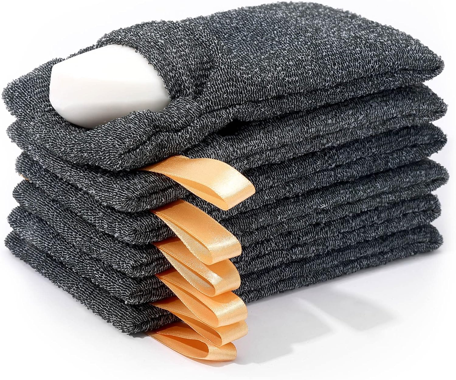 6-Pack Soap Pocket Exfoliating Soap Saver Pouch, Body Scrubber Rough Sponge Exfoliator for Bath or Shower, Gray Mesh Bar Soap Foam Lather Pouch.