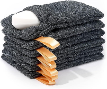 6-Pack Soap Pocket Exfoliating Soap Saver Pouch, Body Scrubber Rough Sponge Exfoliator for Bath or Shower, Gray Mesh Bar Soap Foam Lather Pouch.