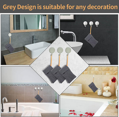 6-Pack Soap Pocket Exfoliating Soap Saver Pouch, Body Scrubber Rough Sponge Exfoliator for Bath or Shower, Gray Mesh Bar Soap Foam Lather Pouch.