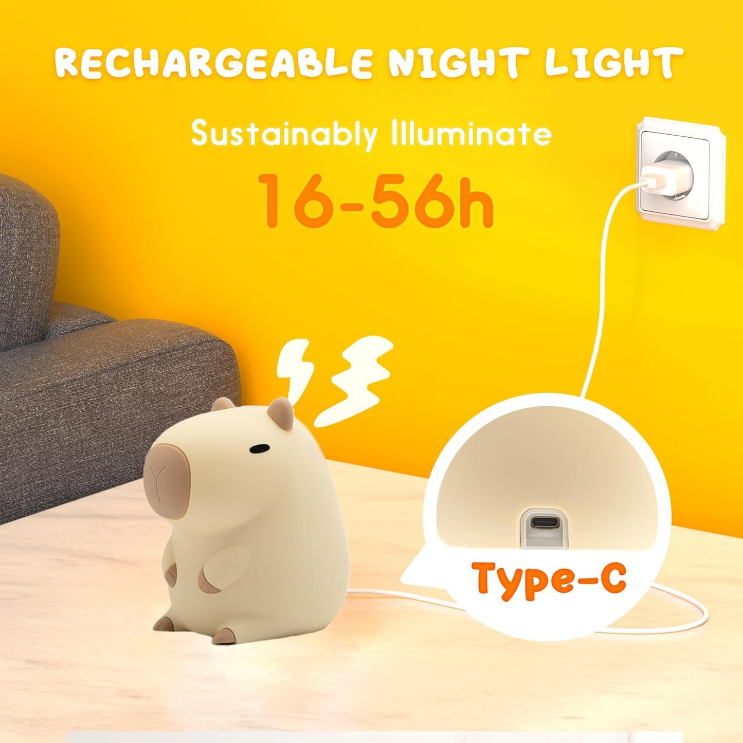 Cute Capybara Night Light and White Noise Sound Machine with Bluetooth Functionality for Bedroom Living Room Squishy Capybara Stuff Boys Girls Gifts