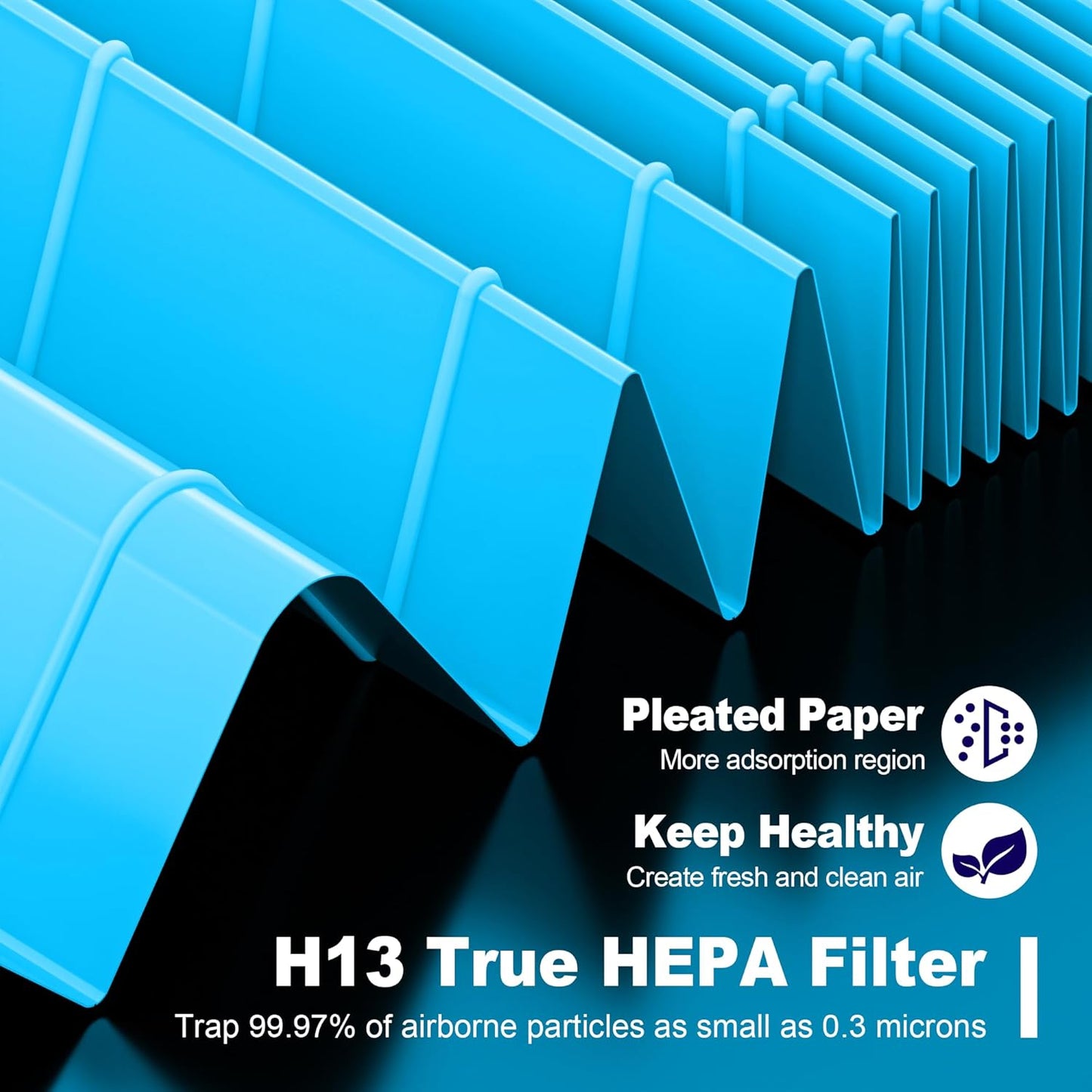 MK01 & MK06 True HEPA Filter Replacement Compatible with Aroeve MK01, MK06, ToLife TZ-K1 and Kloudi DH-JH01 Air Purifier, Standard Version, Blue, 2 Pack