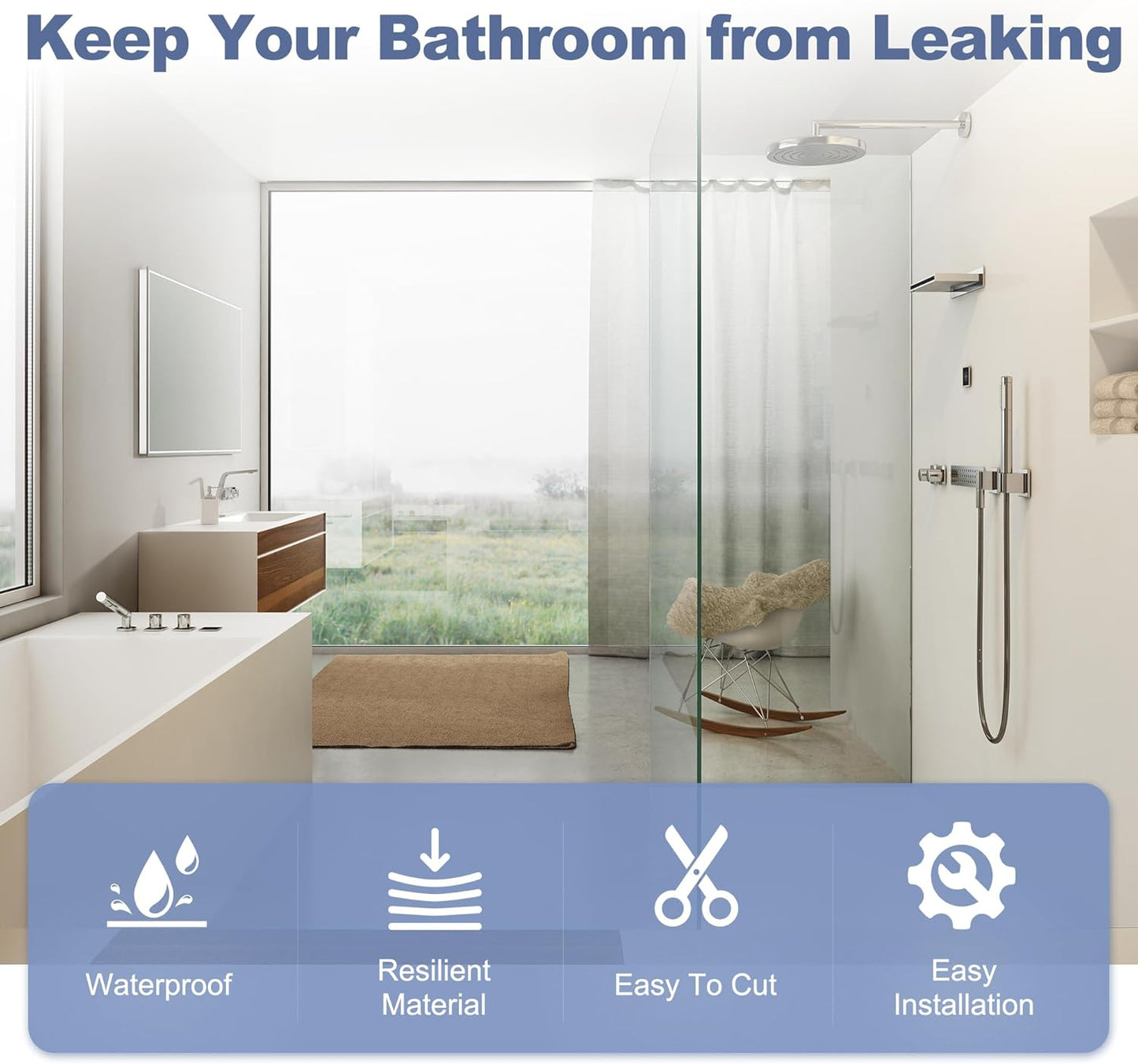 4-Pack Frameless Shower Door Bottom Seal for 3/8 Inch Thick Glass Doors – Stop Shower Leaks and Create a Water Barrier (3/8” x 39”)