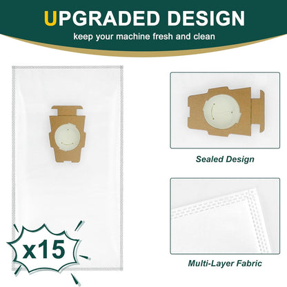 15 Pack Vacuum Cleaner Dust Bag Replacement for Kirby Part 205811 204814 204811 Compatible with Kirby All Generation & Sentria Vacuum Models by