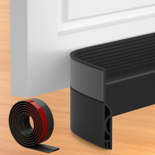 39 Inch Door Draft Stopper 2 Pack Black & Transparent