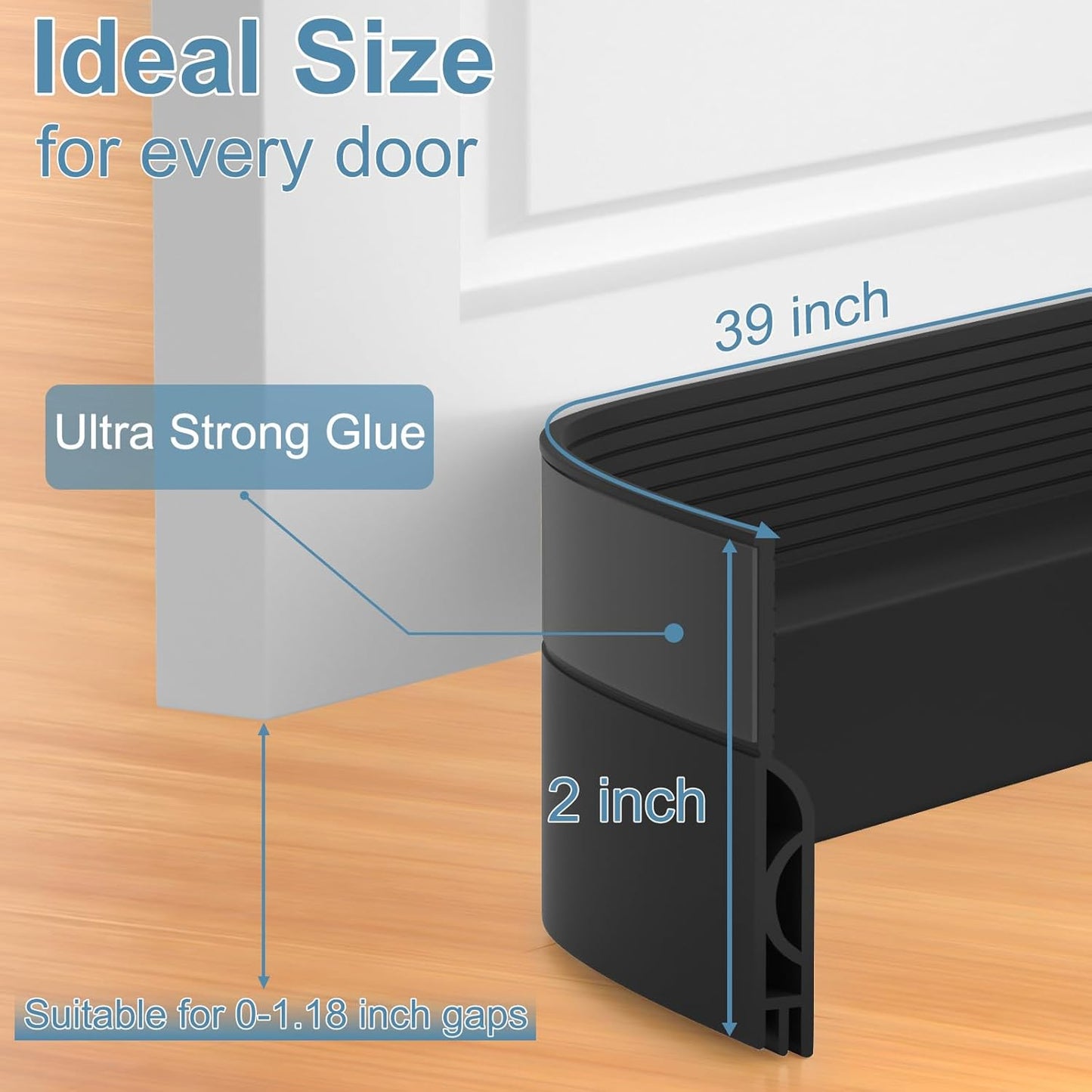39 Inch Door Draft Stopper 2 Pack White & Black.