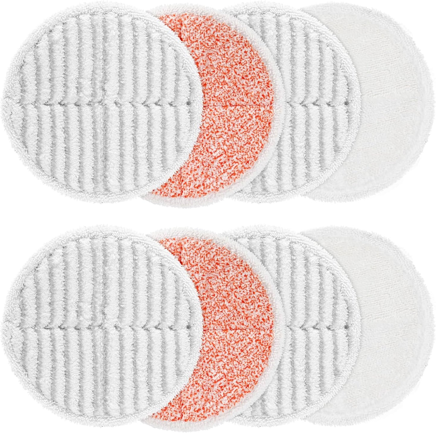 8 Pack Mop Pads Replacement Compatible with Bissell Spinwave 2124, 2039A, 2307, 23157, 23159, 20393, 20399 Hard Floor Spin Mop, 2 Soft Pads, 4 Scrubby Pads, 2 Heavy Scrub Pads.