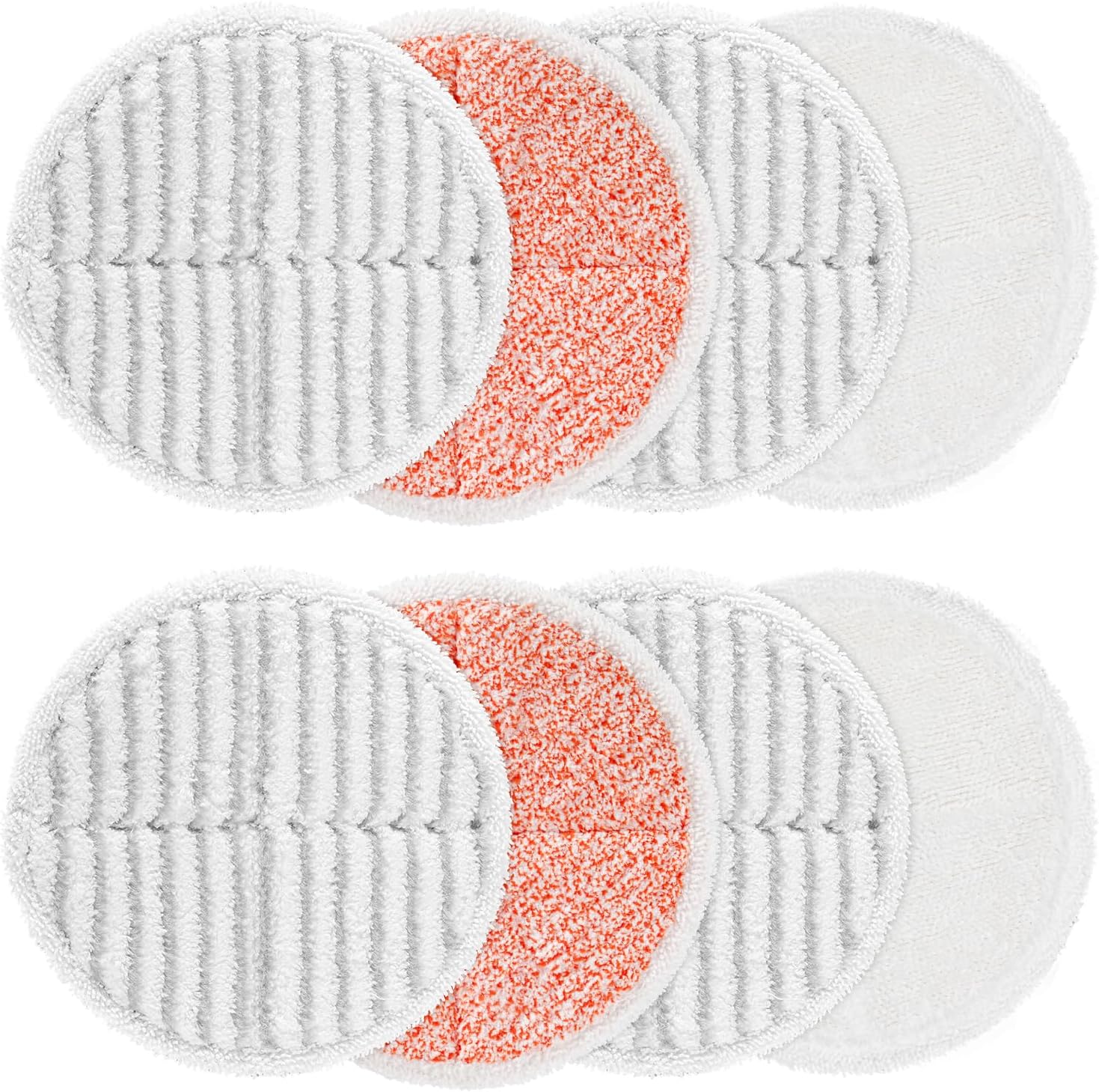 8 Pack Mop Pads Replacement Compatible with Bissell Spinwave 2124, 2039A, 2307, 23157, 23159, 20393, 20399 Hard Floor Spin Mop, 2 Soft Pads, 4 Scrubby Pads, 2 Heavy Scrub Pads.