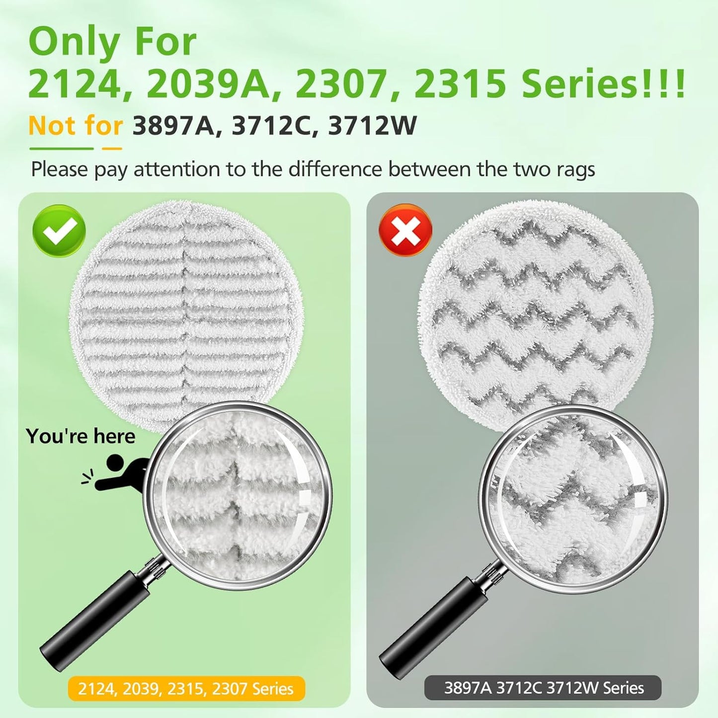 8 Pack Mop Pads Replacement Compatible with Bissell Spinwave 2124, 2039A, 2307, 23157, 23159, 20393, 20399 Hard Floor Spin Mop, 2 Soft Pads, 4 Scrubby Pads, 2 Heavy Scrub Pads.