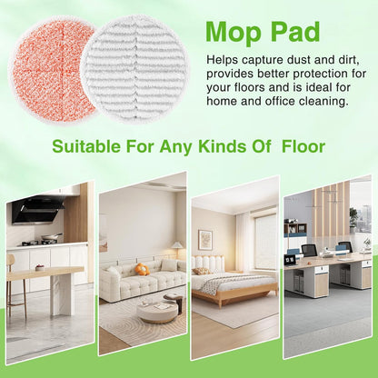 8 Pack Mop Pads Replacement Compatible with Bissell Spinwave 2124, 2039A, 2307, 23157, 23159, 20393, 20399 Hard Floor Spin Mop, 2 Soft Pads, 4 Scrubby Pads, 2 Heavy Scrub Pads.