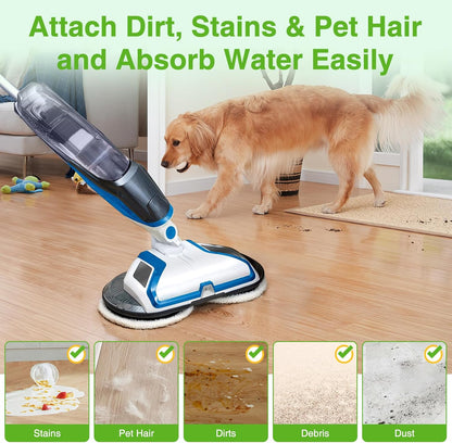 8 Pack Mop Pads Replacement Compatible with Bissell Spinwave 2124, 2039A, 2307, 23157, 23159, 20393, 20399 Hard Floor Spin Mop, 2 Soft Pads, 4 Scrubby Pads, 2 Heavy Scrub Pads.