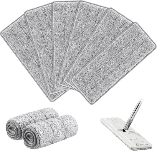 Flat Mop Head Replacement Pads Compatible with Joy-MOOP Mop and Bucket Set, Reusable Washable Squeeze Microfiber Mop Refills for Oshang Bosheng Mop - 13" X 4.9", Grey Only