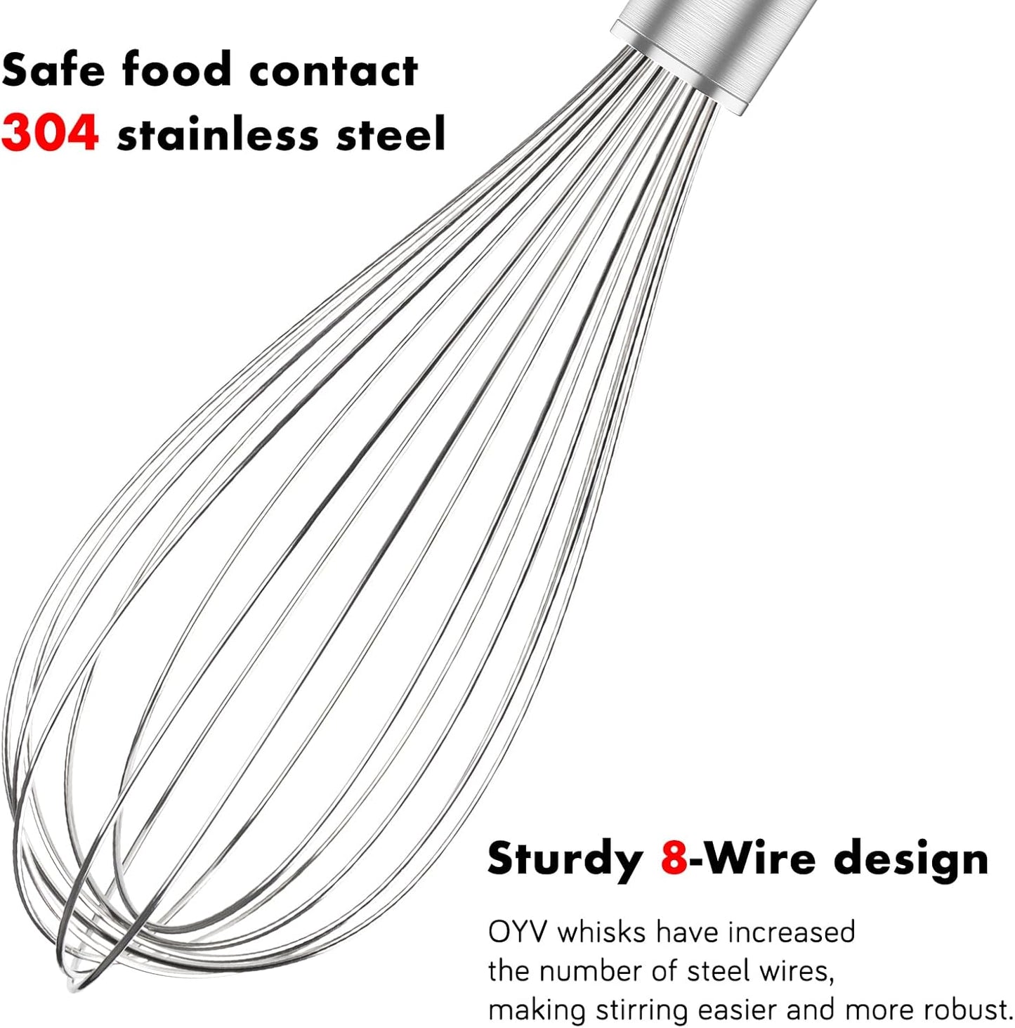 304 Stainless Steel Whisk Set & Rainbow Tongs Set, 3 Pack Metal Whisks and Silicone Tongs for Kitchen Cooking