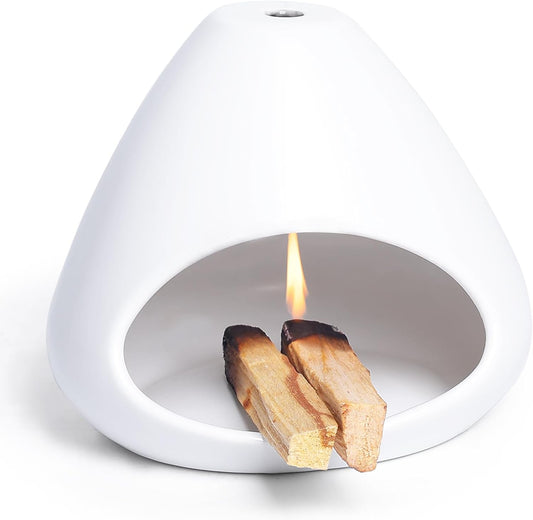Ceramic Palo Santo Holder - Modern Incense Burner for Meditation,Yoga and Energy Cleansing - Wood Sticks Dish, Cone Burner - Inspired Home Decor Gift (White).