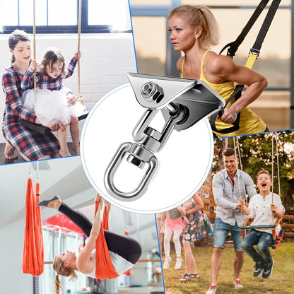 360 Rotating Hammock Hanging Kit - Heavy Duty Stainless Steel 1000 lb Loading Hammock Hooks for Trapeze, Yoga, Boxing Bag, Hammock Chair, Porch