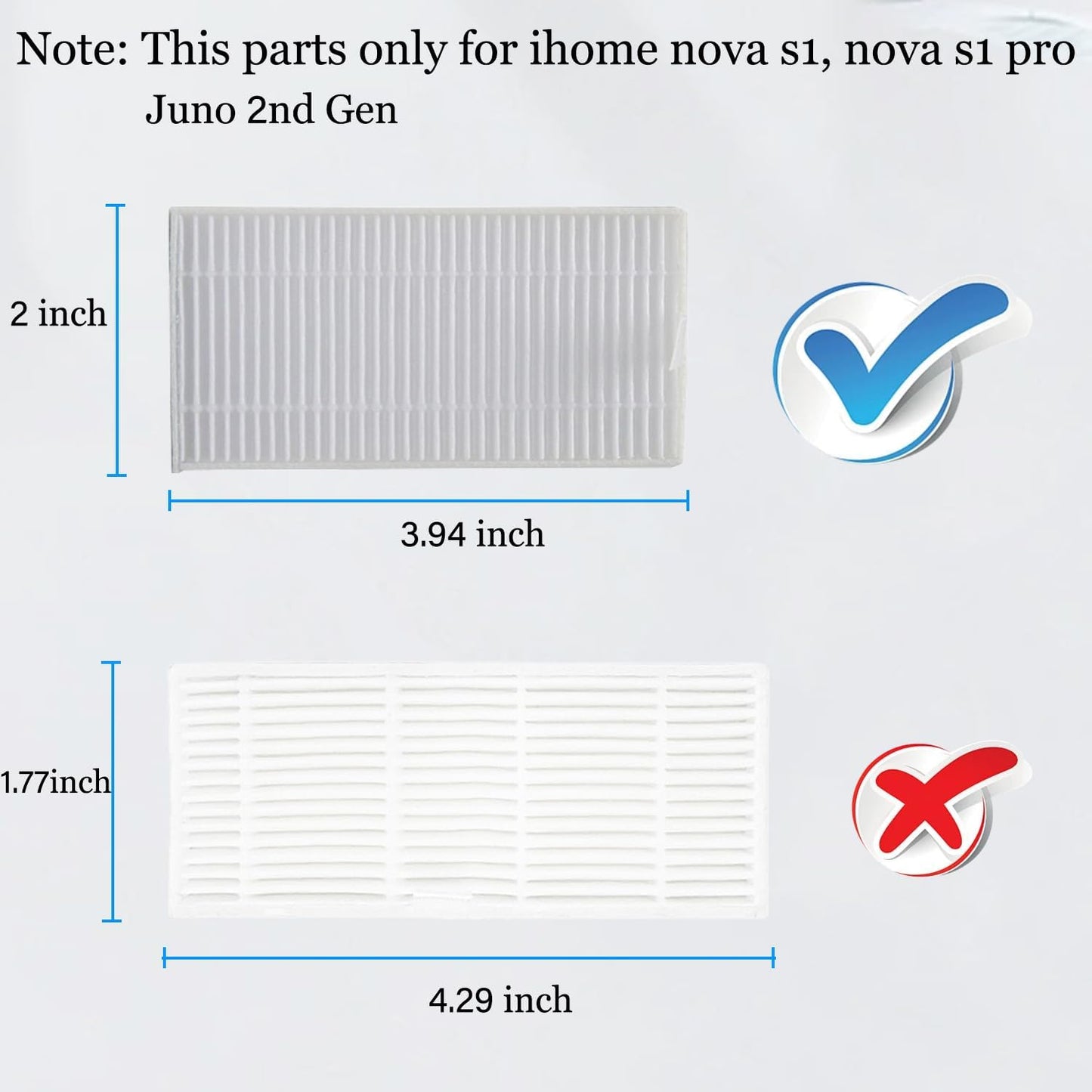 Replacement Parts for iHome Nova S1 Pro / iHRVS1PRO-3BLK, Nova S1 2nd Gen / iHRVS1-3BLKS, Juno 2nd Gen / iHRV9-BLKS Vacuum Cleaner (Not for Nova S1 1st Gen / iHRVS1-3BLK, Juno 1st Gen / iHRV9-BLK)