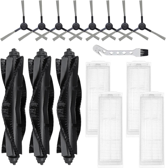 WVCR200S Replacement Parts for WYZE Robot Vacuum Cleaner WVCR200S Spare Accessories, 3 Main Roller Brush, 8 Side Brushes, 4 Hepa Filters, 1 Cleaning Tool