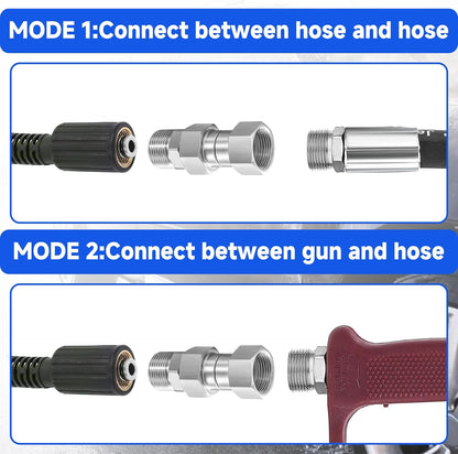 Pressure Washer Swivel Fitting, Metric M22 14mm Thread, Stainless Steel, 4500 PSI, 2 Pcs