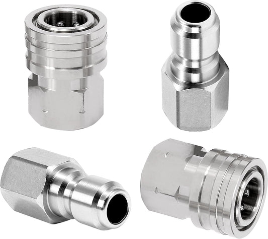 Pressure Washer Adapter, 2 Sets 3/8 Inch Quick Connect Fittings, Stainless Steel Pressure Washer Fittings, Male and Female Power Washer Quick Disconnect Kit, 5000 PSI