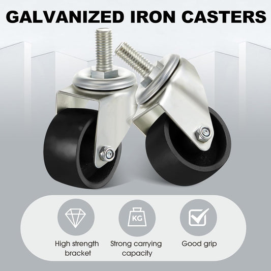 Landhoow 4 Pcs Floor Jack Casters for 3 Ton Floor Jack, Cast Iron Racing Jacks Caster Wheel with 10 mm Stem, Floors Jacks Replacement Parts, Up to 3 Tons for 1 Pair