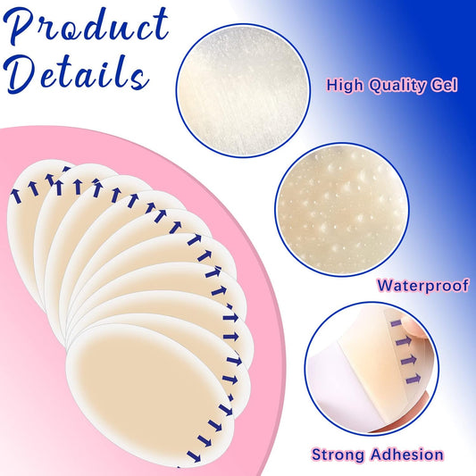 100 Pcs Blister Bandages Pads Gel Hydrocolloid Bandages Waterproof Adhesive Blister Prevention for Feet Heel Fingers Toes Forefoot Blister,10 Size.