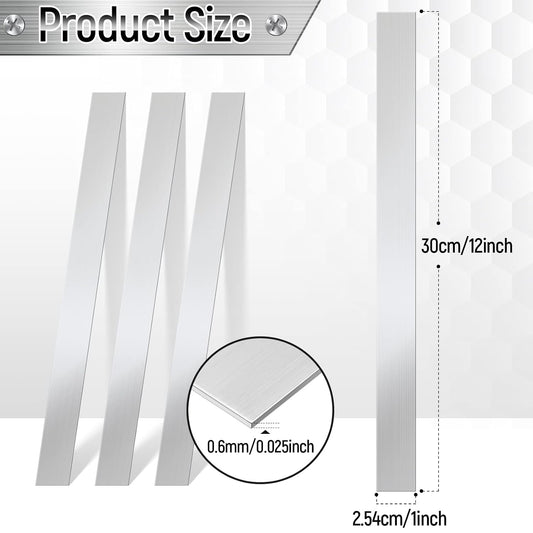 Amylove 10 Pcs Metal Strips Shim Stock Metal Sheet Shims Gap Filler Trim Strip 0.02'' Thickness(Stainless Steel,1'' Width)