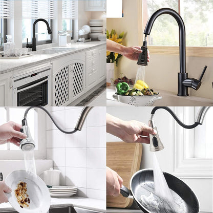Kitchen Faucet Head Replacement, NSF/ANSI/CAN 61 & CUPC Certified, 3 Function Pull Down Faucet Spray Nozzle-15 Adapters Compatible with Moen, American Standard, Delta, Kohler - Brushed Nickel