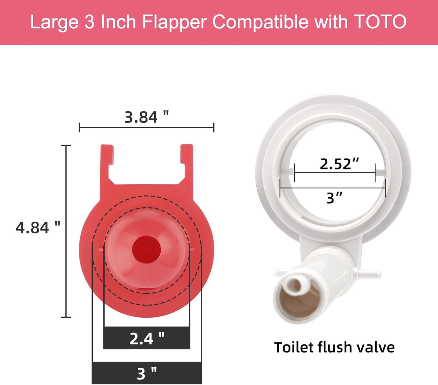 2 Pack Large 3-Inch Toilet Flapper with Toilet Handle Replacement Compatible with TOTOTHU004-CP Trip Lvr
