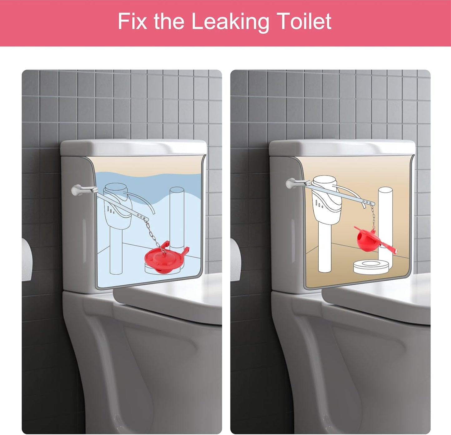 2 Pack Large 3-Inch Toilet Flapper with Toilet Handle Replacement Compatible with TOTOTHU004-CP Trip Lvr
