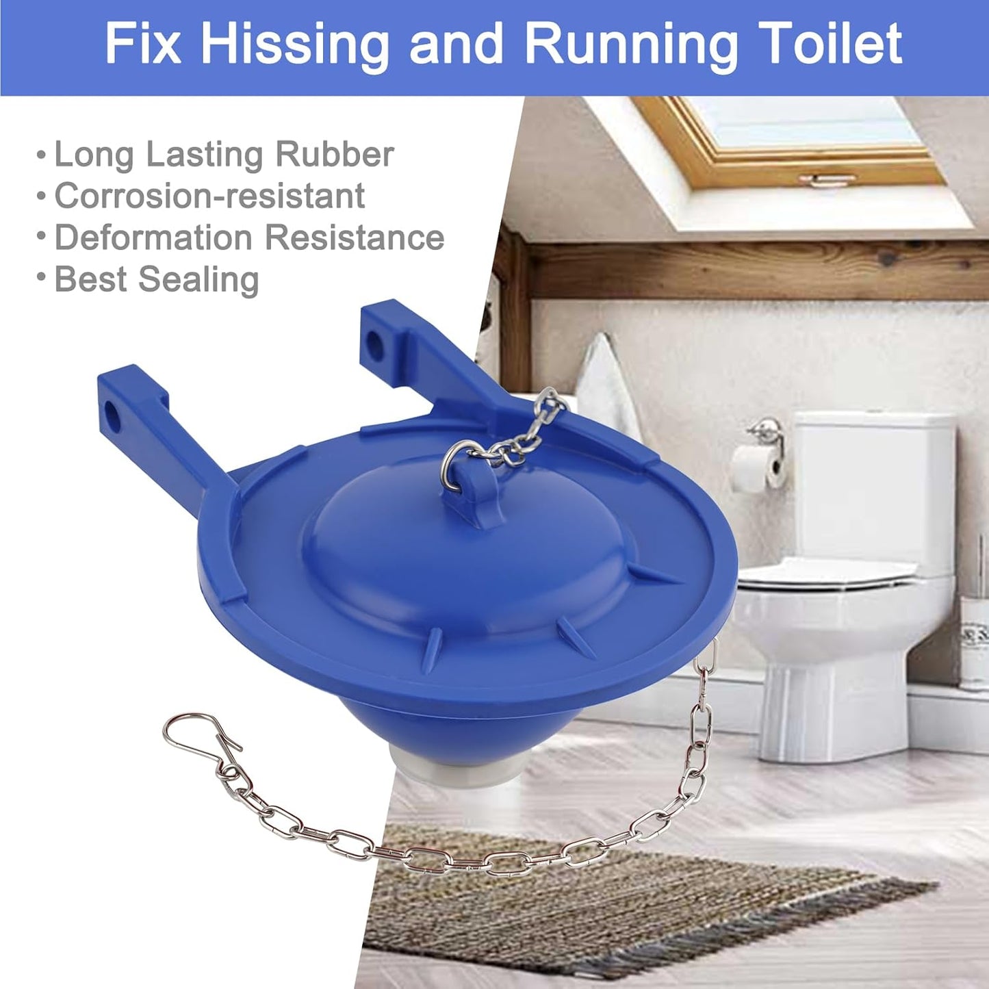 2 Pack Large 3-Inch Toilet Flapper with Toilet Handle Replacement Compatible with TOTOTHU004-CP Trip Lvr