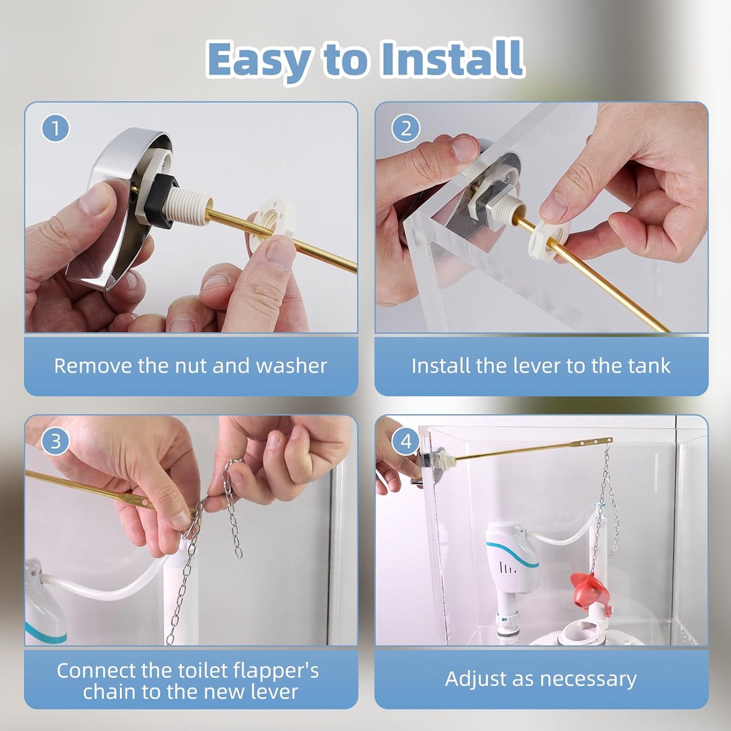 2 Pack Large 3-Inch Toilet Flapper with Toilet Handle Replacement Compatible with TOTOTHU004-CP Trip Lvr