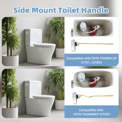 2 Pack Large 3-Inch Toilet Flapper with Toilet Handle Replacement Compatible with TOTOTHU004-CP Trip Lvr