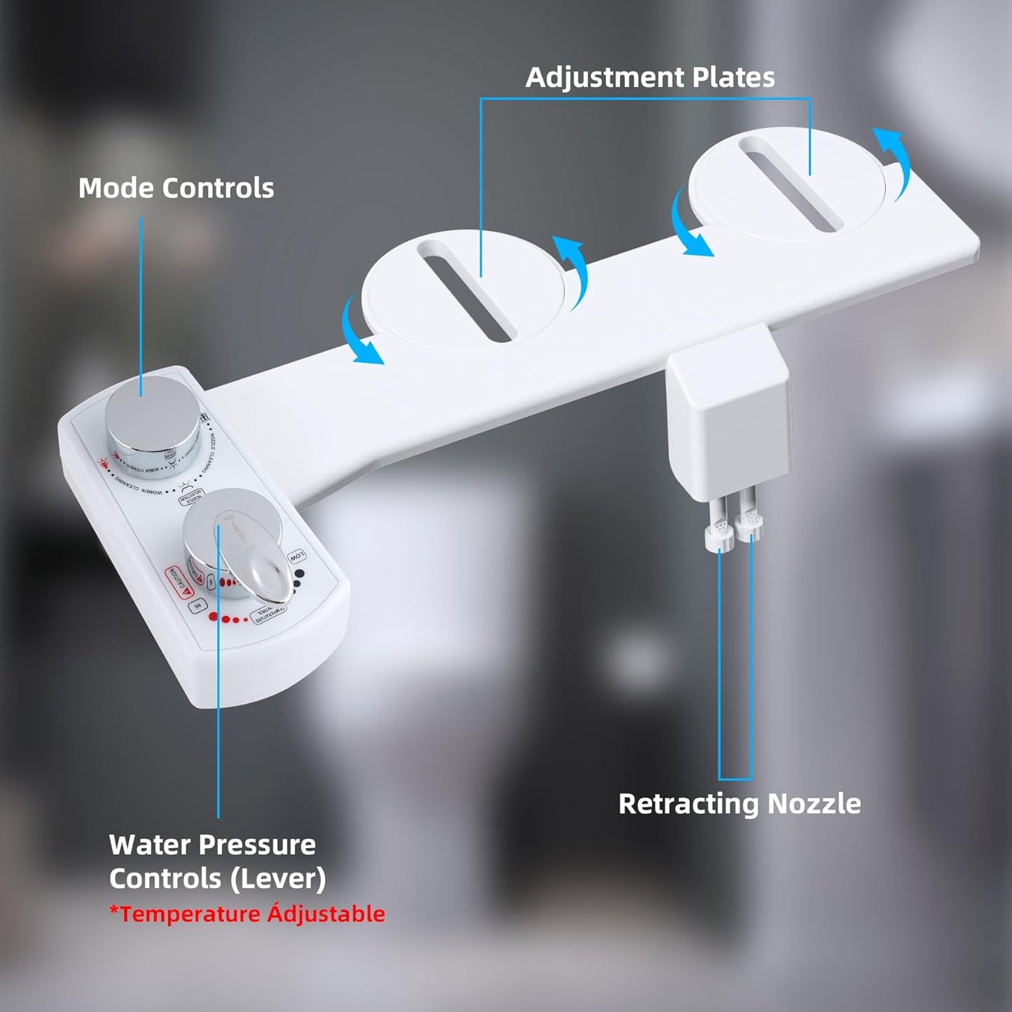 Bidet Attachment for Toilet with 2 PCS Universal Toilet Seat Bolts Kit