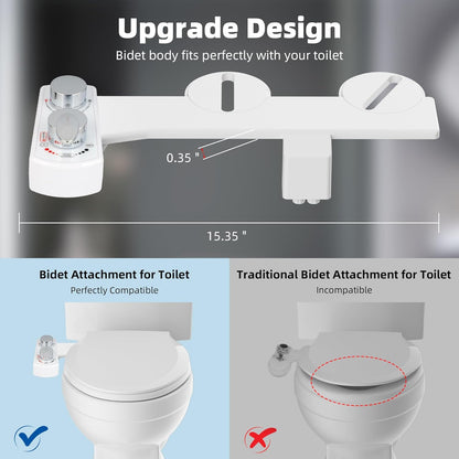Bidet Attachment for Toilet with 2 PCS Universal Toilet Seat Bolts Kit