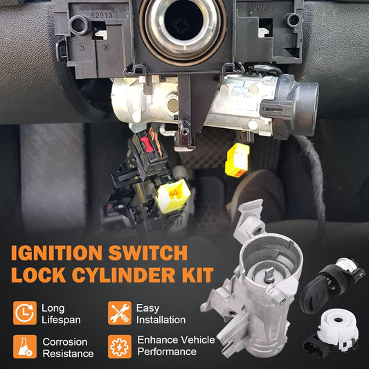 Ignition Switch Lock Cylinder 1K0905851B for Volkswagen VW Jetta 2.5 GTI MK5 Rabbit Golf EOS Tiguan Audi A3 R8 Ignition Starter Switch Replace 1K0905865 5Q0905865A Ignition Lock Cylinder with Key