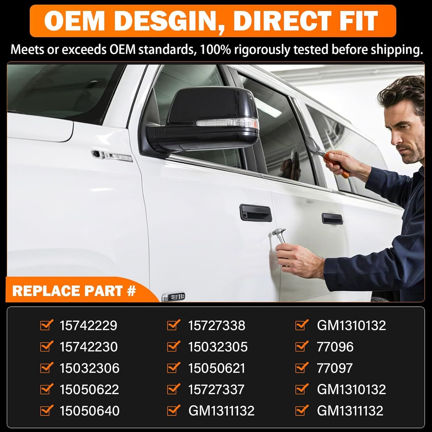 Exterior Door Handles Front/Rear Left & Right for Chevy C1500 C2500 C3500 K1500 K2500 K3500 GMC Yukon Tahoe Suburban Replaces # 15742229, 15742230, 15742233, 15742234