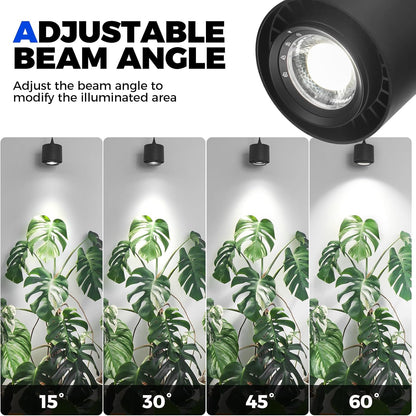 TR40 Hanging Grow Lights for Indoor Plants, 40W 5000K Full Spectrum, Adjustable Beam Angle (15°-60°), High PPFD, Spotlight Grow light with Timer for Indoor Growing, Large Tall Plant, Flowers