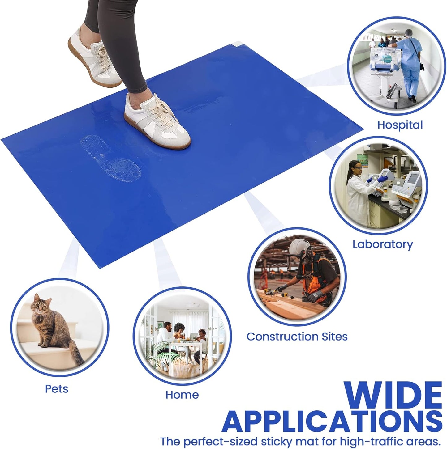 150 Sheets 24" x 36" Adhesive Mats - Sticky Mat for Laboratories, Homes, Construction Sites, and More - Remove Dust and Dirt from Shoes and Equipment Wheels -Blue.