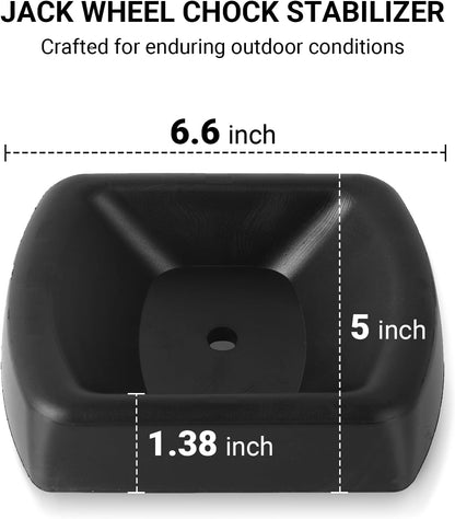 Jack Wheel Chock Stabilizer - Heavy Duty Rubber Travel Trailer Jack Caster Wheel Dock 6" Single Wheel Stopper for Boat RV Trailers and Caravans.