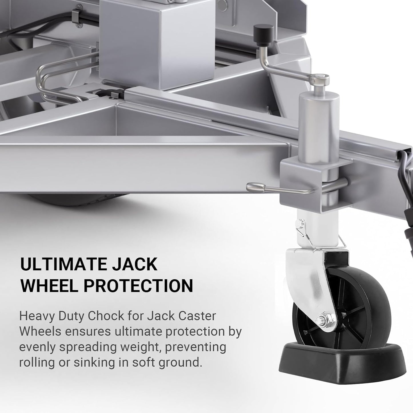 Jack Wheel Chock Stabilizer - Heavy Duty Rubber Travel Trailer Jack Caster Wheel Dock 6" Single Wheel Stopper for Boat RV Trailers and Caravans.
