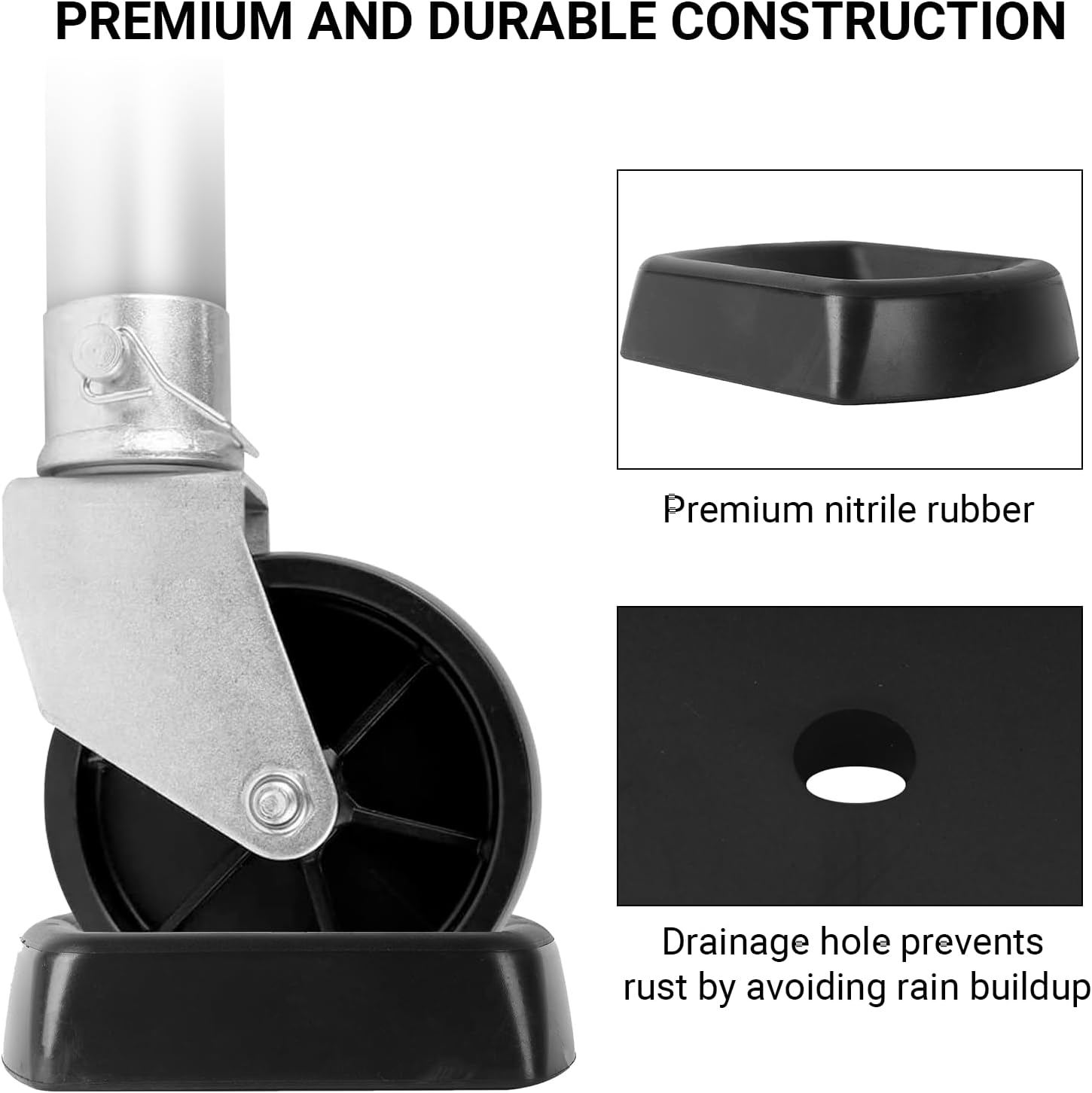 Jack Wheel Chock Stabilizer - Heavy Duty Rubber Travel Trailer Jack Caster Wheel Dock 6" Single Wheel Stopper for Boat RV Trailers and Caravans.