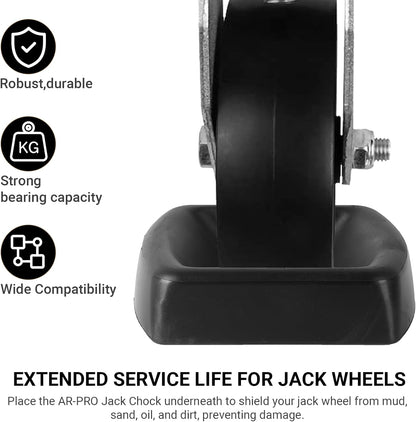 Jack Wheel Chock Stabilizer - Heavy Duty Rubber Travel Trailer Jack Caster Wheel Dock 6" Single Wheel Stopper for Boat RV Trailers and Caravans.