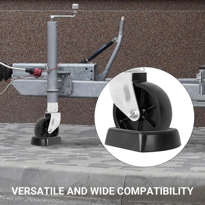 Jack Wheel Chock Stabilizer - Heavy Duty Rubber Travel Trailer Jack Caster Wheel Dock 6" Single Wheel Stopper for Boat RV Trailers and Caravans.