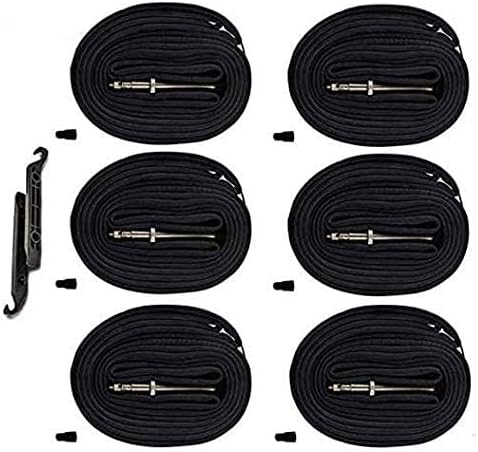 （6-Pack 700x20-25C Road Bike Replacement Inner Tubes Presta Valve 42mm for Road Bikes with Tire Size of 700c x 20, 23, and 25 (6 Inner Tubes with 2 Tire Levers)