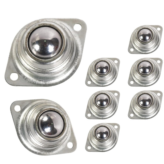 1â Rolling Ball Transfers 8 pcs, Universal Transfer Bearings of 400 Lbs Load Capacity, Two-Hole Flange Mounted Roller Bearings for Conveyor Transmission Furniture Wheelchair.