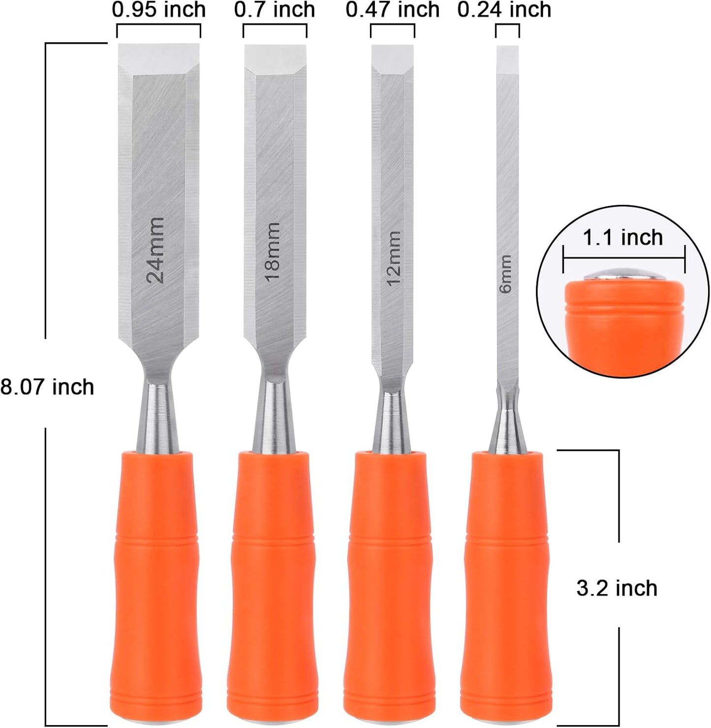 4 Piece Wood Chisel Sets Woodworking Tools Set, Wood Chisels for Woodworking + Trimmer Shoulder Strap for Weed, Adjustable Shoulder Straps Pads