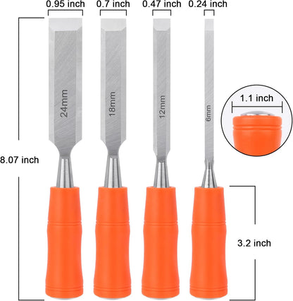 4 Piece Wood Chisel Sets Woodworking Tools Set, Wood Chisels for Woodworking + Trimmer Shoulder Strap for Weed, Adjustable Shoulder Straps Pads