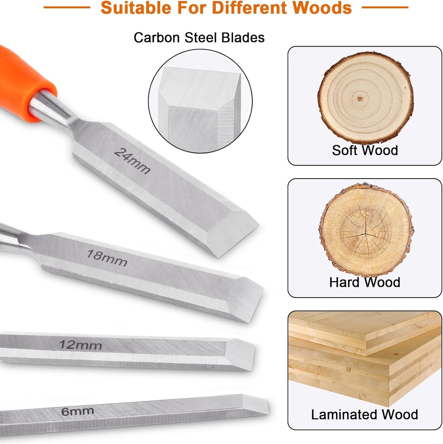 4 Piece Wood Chisel Sets Woodworking Tools Set, Wood Chisels for Woodworking + Trimmer Shoulder Strap for Weed, Adjustable Shoulder Straps Pads